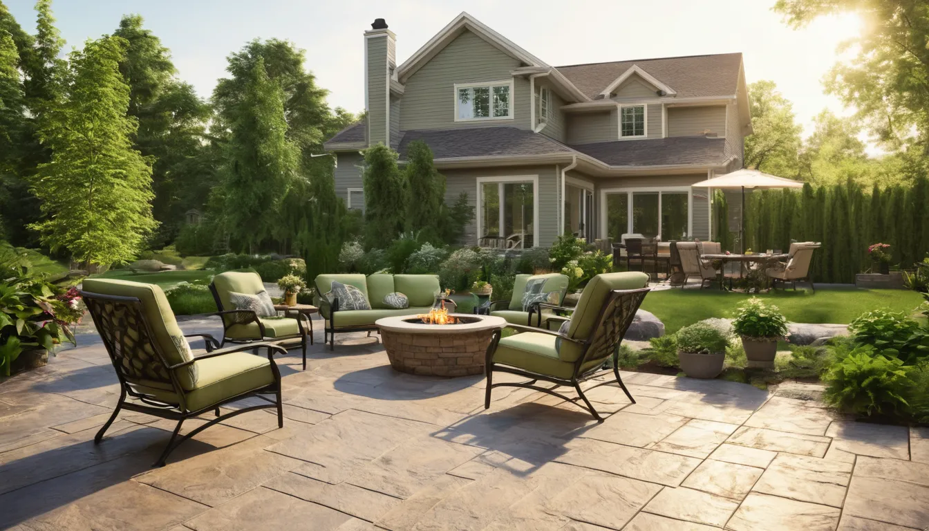 Stamped concrete patio behind a home in the Mesquite area